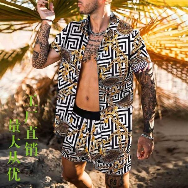 

2023 spring print casual daily quick dry shirt beach men's, White;black