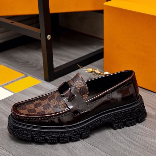 

2023 men's dress shoes casual slip on loafers brand fashion classic driving shoes party wedding genuine leather flats size 38-44, Black