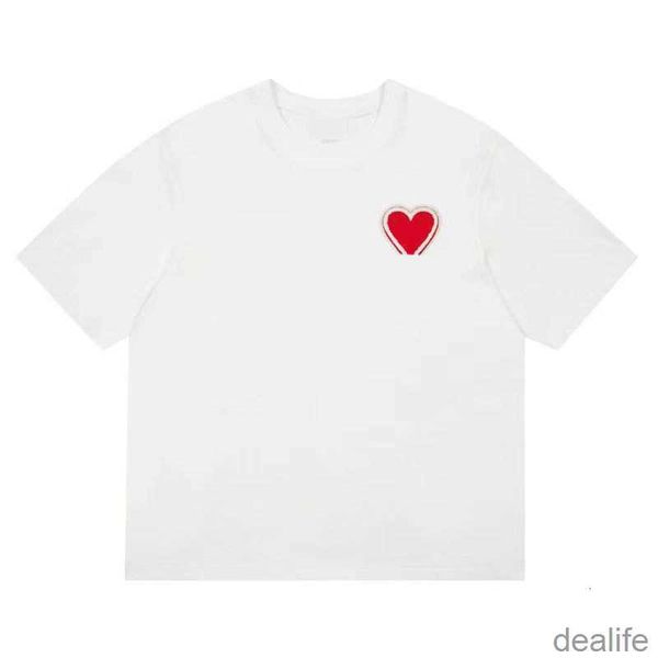 

mens t shirt shirts for men designer short sleeve amis embroidered red heart solid color big love round neck tees g0o6, White;black