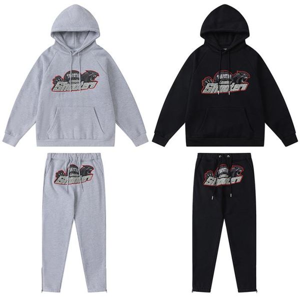 

men039s tracksuits trapstar london hoodie men woman tiger towel embroidery shooters letter pullover fleece hooded sweatshirtsme5292565, Black