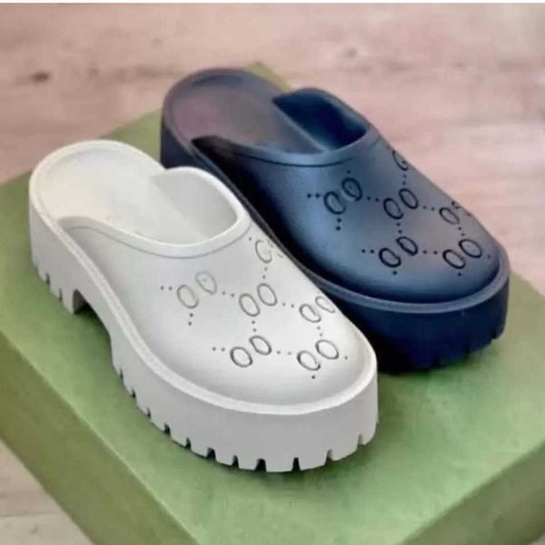 

women men platform perforated sandals luxury g sandal slippers made of transparent materials fashionable lovely sunny beach shoes with box e, Black