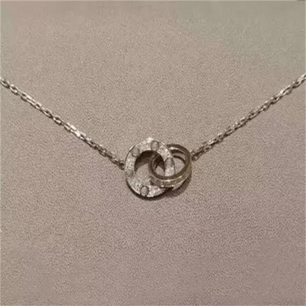 

fashion necklace jewelry men women double ring full cz two rows diamond octagonal screw cap couple gift229q, Silver