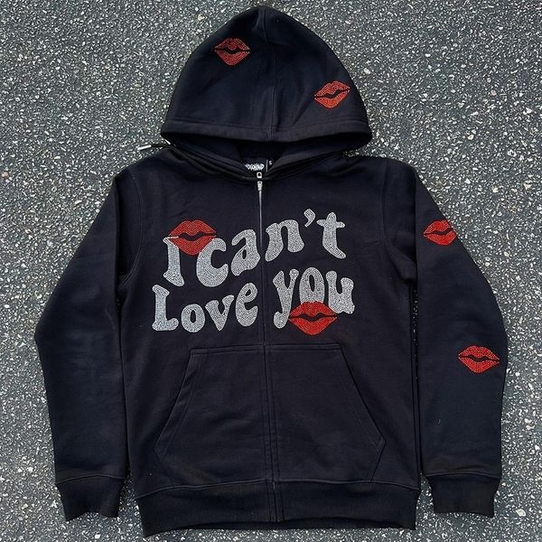 

womens hoodies sweatshirts hip hop men sweatshirt letter printed streetwear harajuku y2k pullover winter fall casual zip jacket 230323, Black