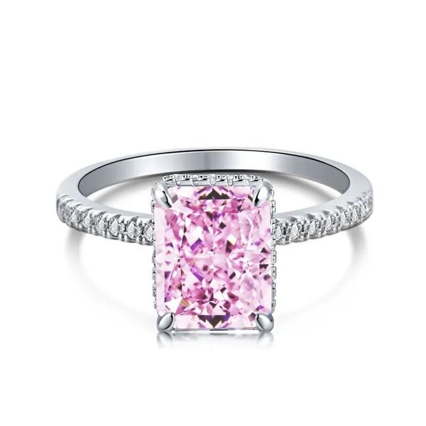 

925 sterling silver ring heavy industry 8a zircon square ice cut various colours rings for women, Golden;silver