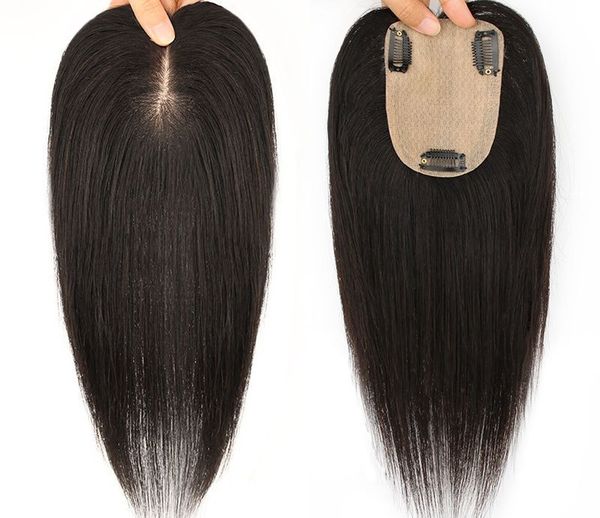 

hair er wiglet 100% human hair hairpiece toupee silk closure piece for women clip in us brand, Black;brown