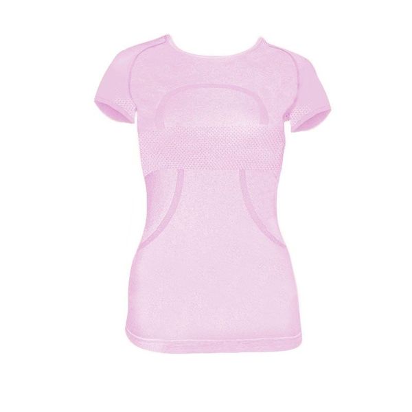 

yoga lullu clothes sports fast-drying t-four round-neckeds lu-20 high-stretch honeycomb yoga running plain-colored short-sleeved for women, Gray