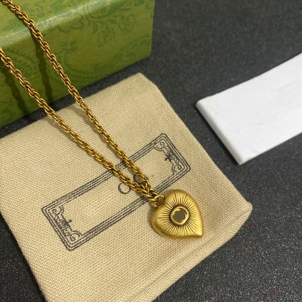 

18k gold plated brass copper pendant necklace chain fashion women never fading heart designer double letter necklaces choker pendants weddin, Silver