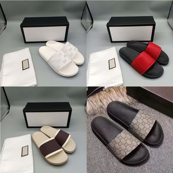 

slides luxury designer brand slipper mens and womens slippers leather casual flat trainers scuffs green white summer, Black
