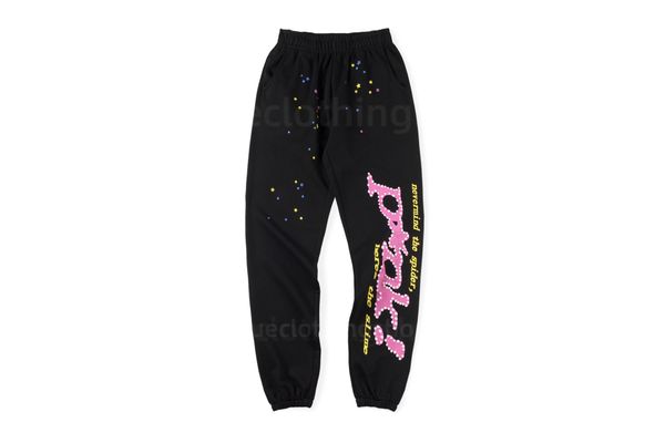 

555555 pink sp5der young men thug women hoodie foam print spider web graphic 555555 sweatshirts pullovers s-xl kfc3, Black