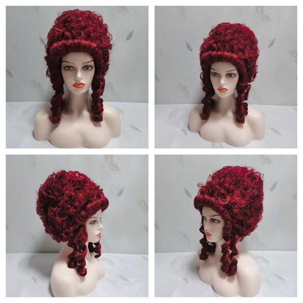

cosplay wig halloween wig costume model wig curly wig deep red, Black
