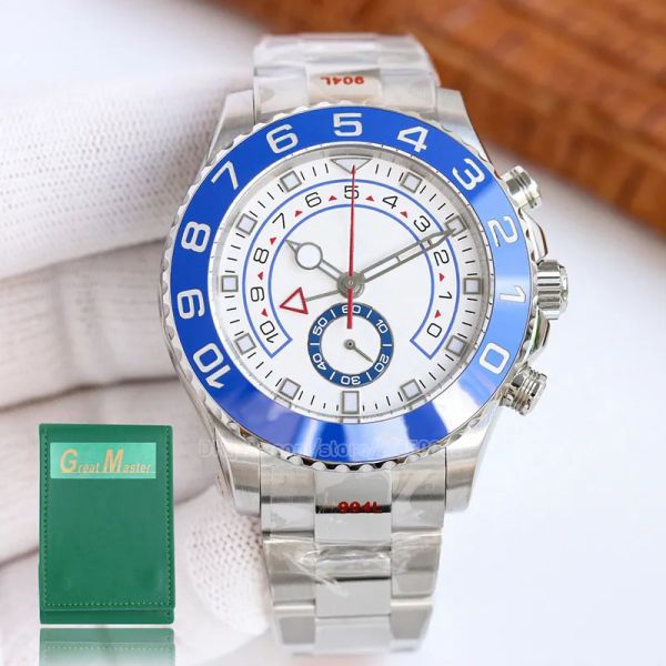 

u1 grade mens watch blue dial ice out watchs jason007 gold watches for men yachtmaster ii diamond luxury mechanical wristwatch 44mm automati, Slivery;golden
