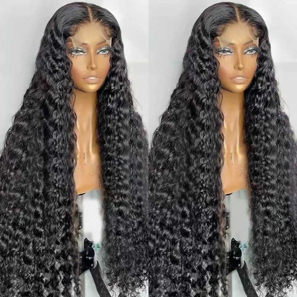 

13x4 curly front lace wig small curl wig cover lace frontal wig230323, Black