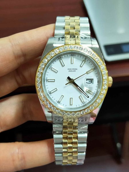 

designer diamond bezel mens watches 36mm 41mm silver gold stainless steel automatic mechanical womens wristwatches couple style classic man, Slivery;golden