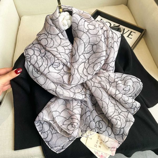 

beach scarf sarongs scarves shawls geometric circle flower long silk scarf thin summer seaside vacation sunscreen beach towel big shawl, Blue;gray