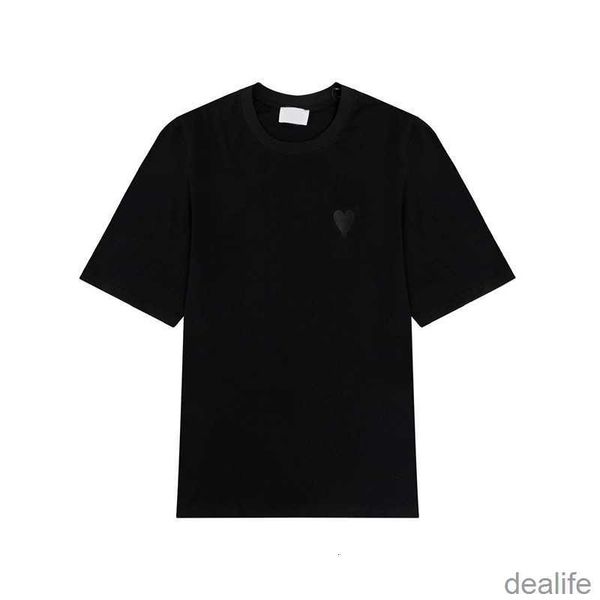 

france paris designer amis t shirt 2023new macarone candy color love embroidery letter a hearts pure cotton short sleeves for men and women, White;black