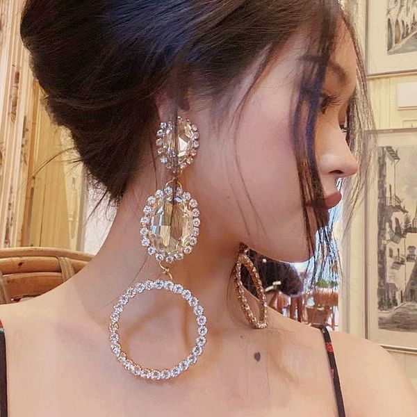 

dangle chandelier glass crystal big water drop dangle earrings for women fashion jewelry trendy ladys' statement earrings accessories 2, Silver