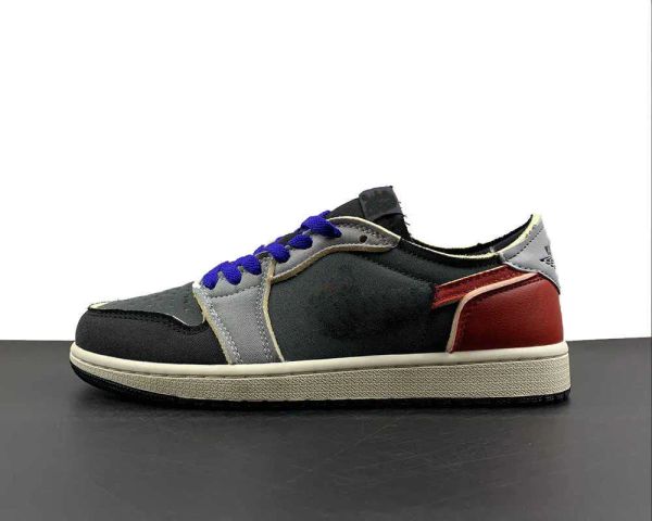 

2023 jbasketball shoes umpman 1 low og 'dark smoke grev' 1s black grey red outdoor sports sneaker with box