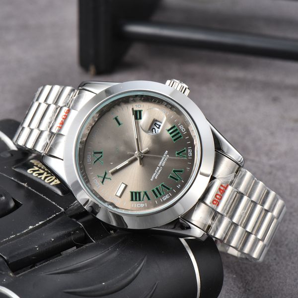 

aaa men's 3-pin calendar luxury watch quartz watch 904lsteel strap watch waterproof watch gift watch, Slivery;brown
