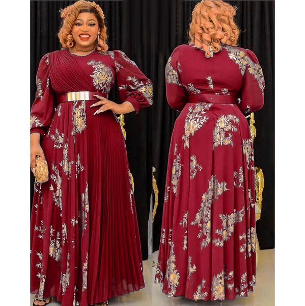 

ethnic clothing african maxi dresses for women 2023 plus size evening party long africa elegant kaftan muslim chiffon 230324, Red
