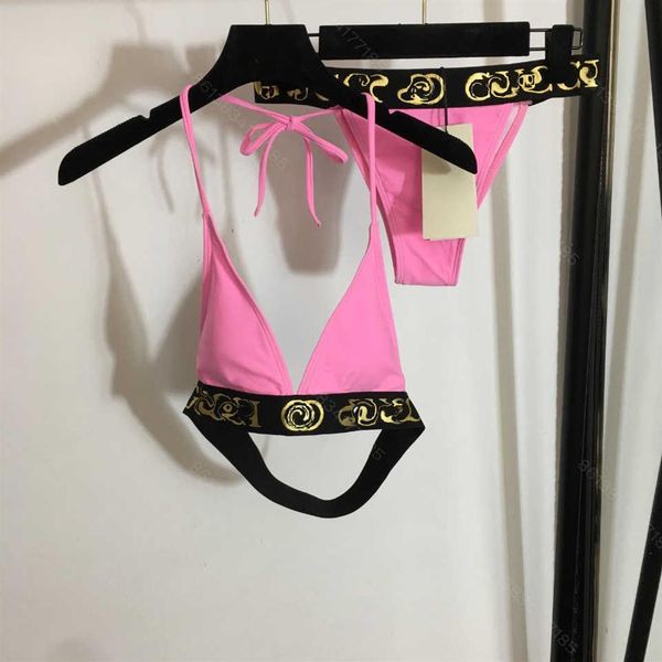 

summer designer bikini women brand split swimsuit suits grils bronzing printing webbing inner letter webbing briefs 2piece suit304w, Red;black