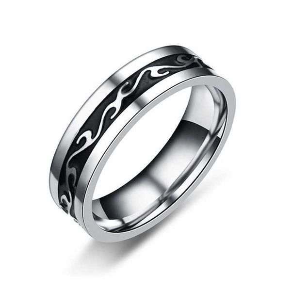 

band rings vintage stainless steel rings men anillos mujer width 6mm boho statement rings indian jewelry aa230323, Silver