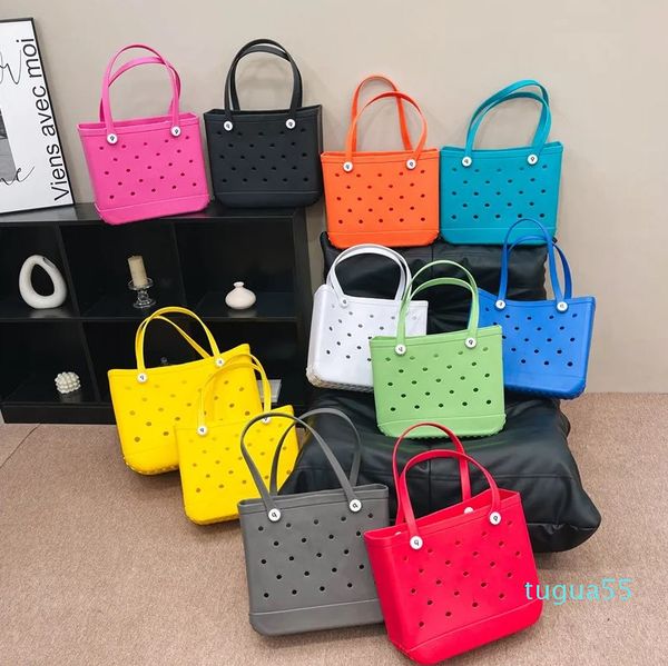 

Designer- Large Beach Bags Trendy Ladies Shoulder Bag Candy Color EVA Beach Tote Bog One Side Holes Holiday Work Urban Waterproof, Fuchsia