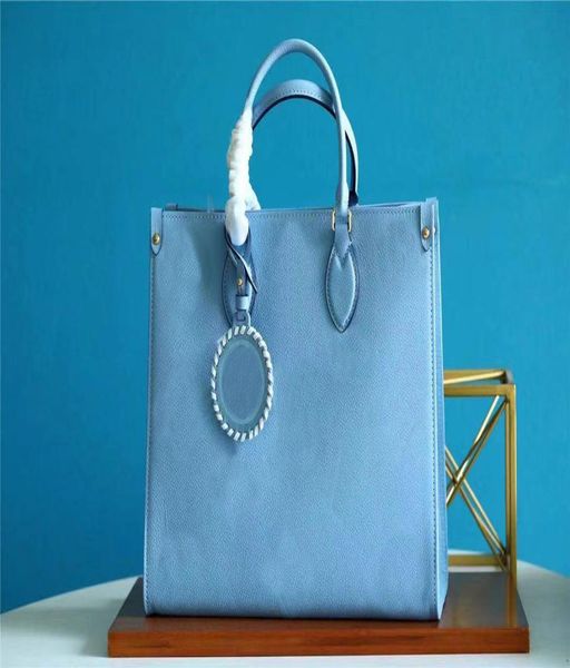 

designer m45718 summer blue onthego tote bag flower ladies casual leather shoulder bags women handbags purses shopping handbag cha2331936, Brown;gray