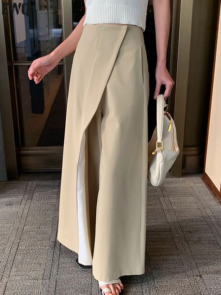 

women's pants s ewq irregular contrast high waist wide leg for women 2023 spring autumn fashion female loose casual trousers 16y7211 23, Black;white