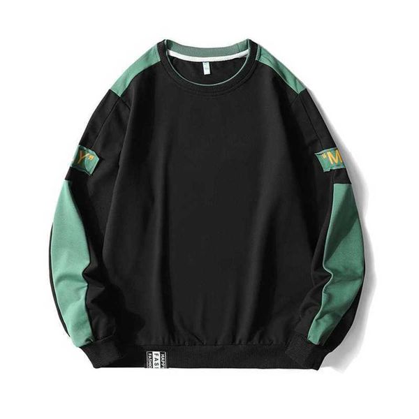 

men's hoodies & sweatshirts sweater men's spring and autumn new fashion brand men's youth sports leisure round neck pullover, Black