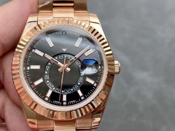 

with original box luxury wristwatch brand new sky-dweller rose gold black dial 41mm jubilee watch 326934 men's automatic watch, Slivery;brown