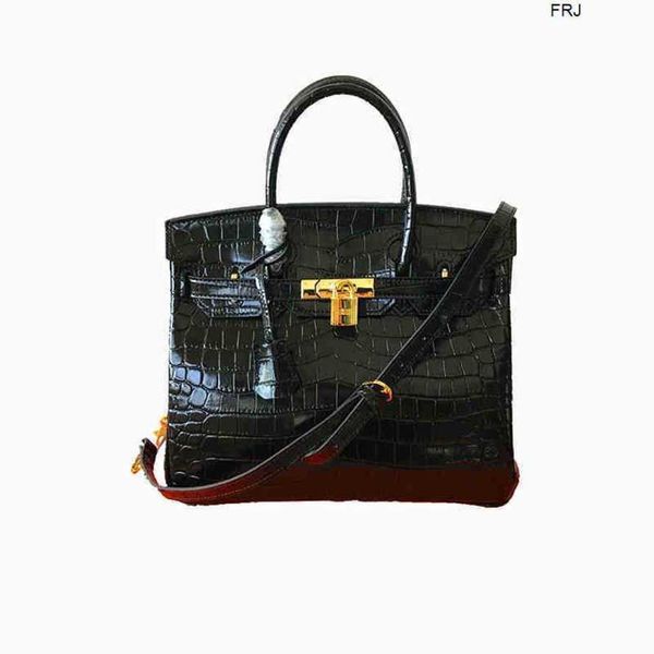 

designer birkin bags herms handbags handbag crocodile womens high gloss cow leather portable one shoulder have logo frj