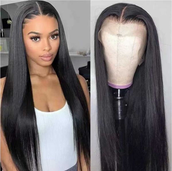 

new front lace wig selling long straight hair lace headwear230323, Black
