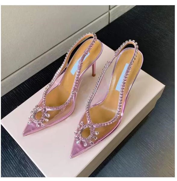 

amina muaddi begum crystal-embellished buckle stain pumps shoes spool heels sandals women's luxury designers dress shoe evening slingba, Black
