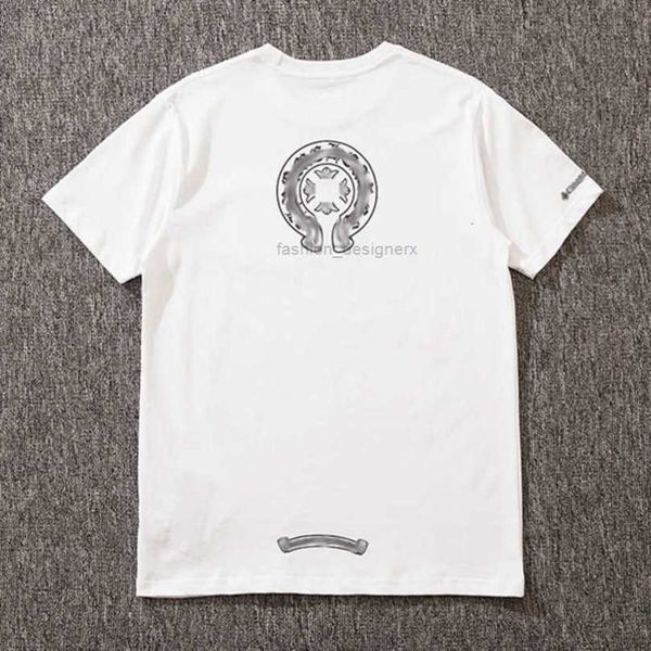 

ch luxury t-shirt men's fashion brand tees men women sanskrit letter short sleeve horseshoe couple t-shirts designer polos tshirts cro, White;black