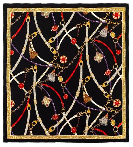 

manual hand rolled twill silk scarf women belt tassel embellished print square scarves echarpes foulards femme wraps bandana hijab2278585, Blue;gray