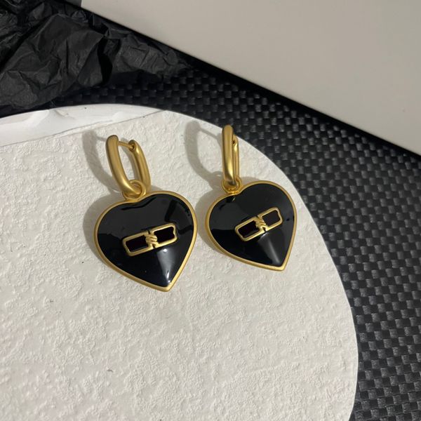 

high qualitly brand b letter stud european american retro double-sided hanging earrings female black white heart pandent fashion earrings, Golden;silver
