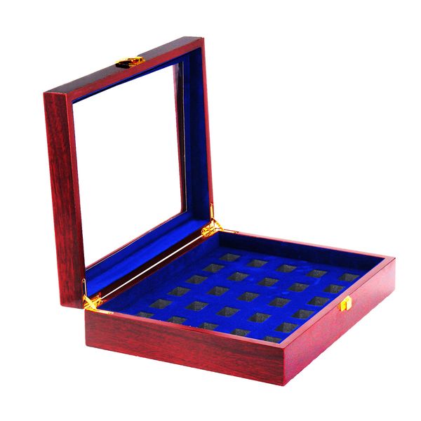 

27 hole championship ring display case box | baseball basketball hockey high school tournament finalist college class sport championship rin, Black;white