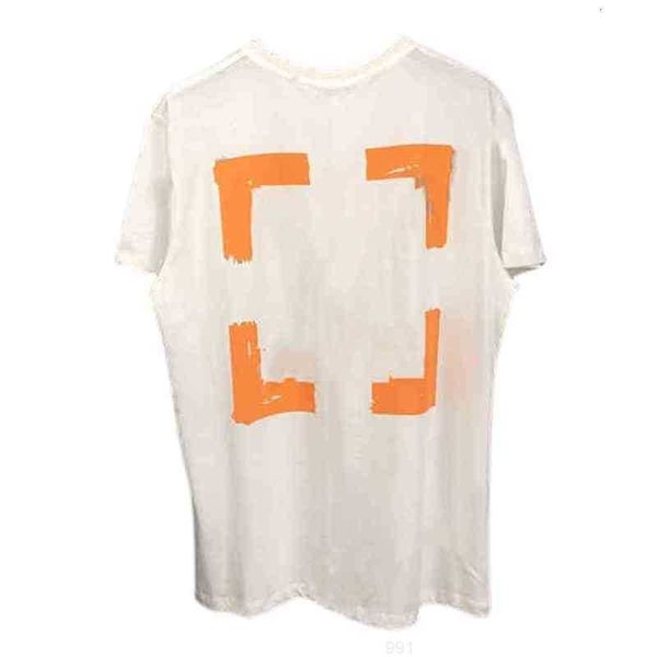 

off men's t-shirts tide brand women's orange letter arrow print short sleeve t-shirt men women lovers same round neck tshirt summe, White;black