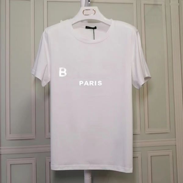 

vintage t shirts gilded letter luxury button design fashion short sleeve popular mens and womens t-shirt leisure elegant comfortable womens, White;black