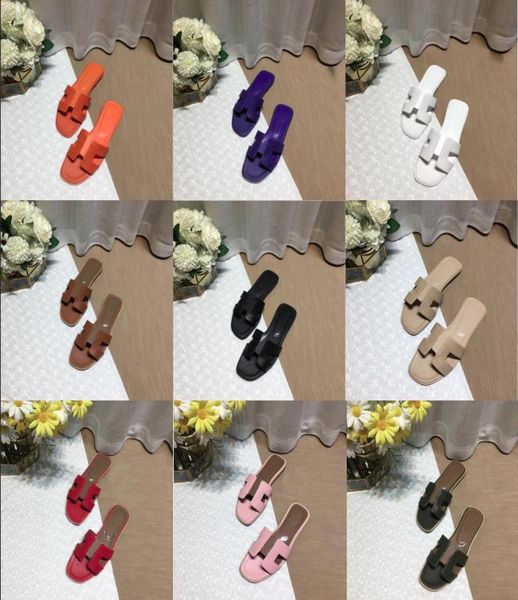 

luxury summer designer slippers brand h classic sandals genuine leather fashion shoes ladies slipper beach flat heel flip flops wi7396965, Black
