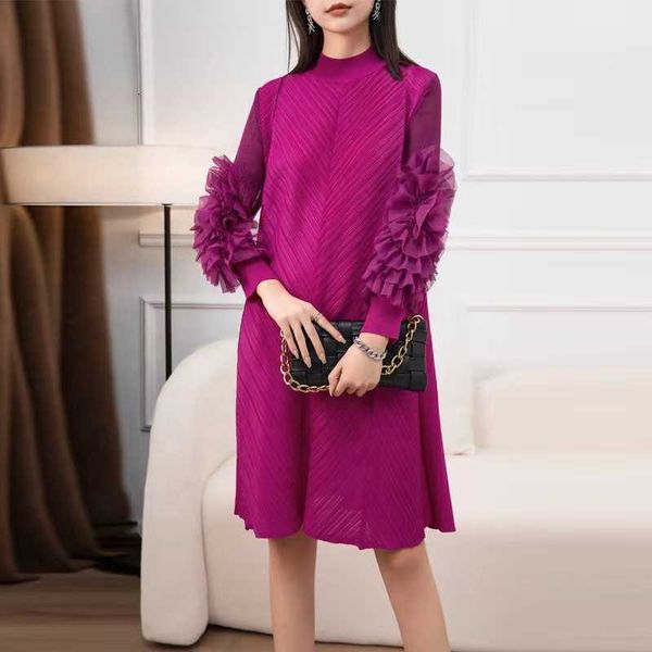 

women miyake modest dubai indian plus size a line long sleeve halter neck loose woman dresses fashionable casual dresses, Black;gray