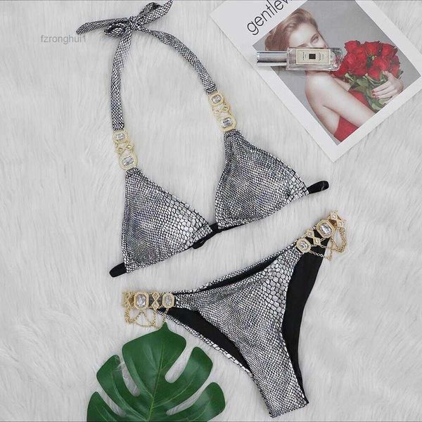 

women's swimwear 2021 selling new crystal chain split bikini 3 ibyx, White;black