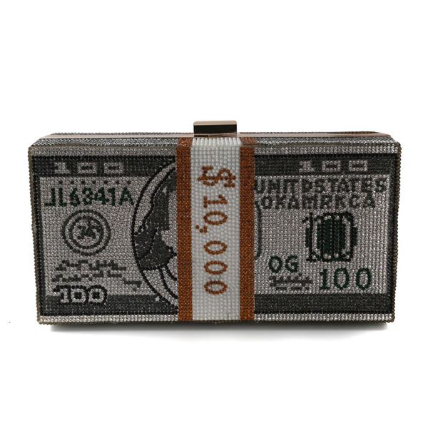 

factory retaill whole brand new handmade usa dollar diamond evening bag crystal clutch with satin for wedding banquet party295y