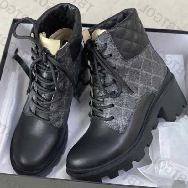 

spring rain waterproof thick bottom shoes designer women's martin desert boots heel ankle retro printed jacquard textile classic platfo, Black