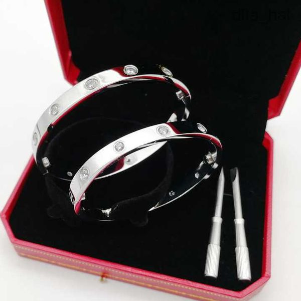 

5.0th love bracelet bangle for woman man 4cz titanium steel screw screwdriver bracelets gold silver rose nail bracelet jewelry with red pouc, Black
