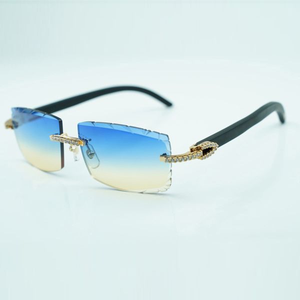 

medium diamond cool sunglasses 3524031 with natural black wooden legs and 57 mm cut lens, White;black