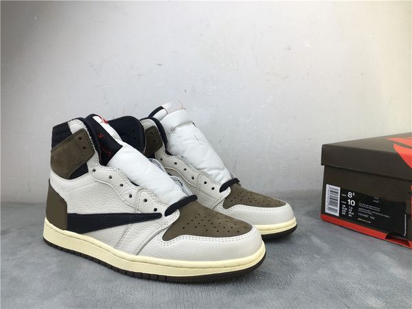 

new release basketball shoes mens jumpman 1 high og travis scotts dark brown white black backboard high og men women outdoor sneakers traine
