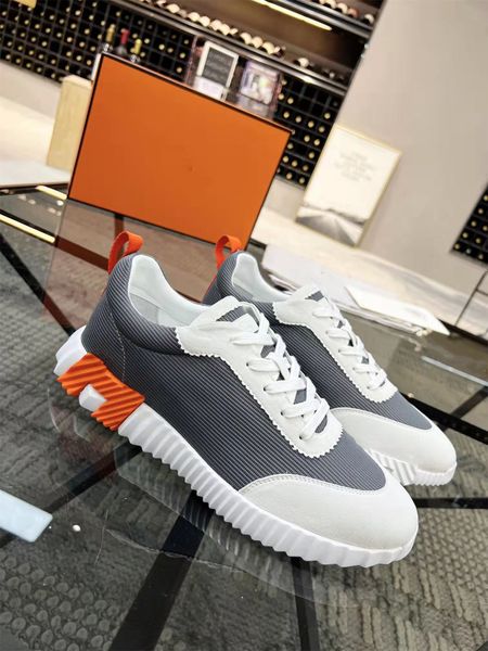 

men casual shoes bouncing sneakers technical sports sneaker suede goatskin light sole trainers italy brands men's casual walking size38, Black
