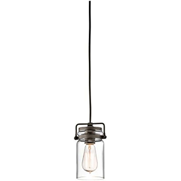 

brinley 7.75" 1 light mini pendant with clear glass olde bronze