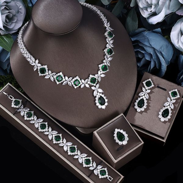 

wedding jewelry sets ingenious luxury 4pcs bridal zirconia for women party dubai nigeria crystal 230325, Slivery;golden